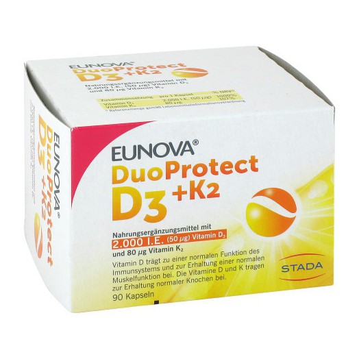 EUNOVA DuoProtect D3+K2 2000 I.E./80 μg Дуо протект вит Д3 +К2, 90капсул 