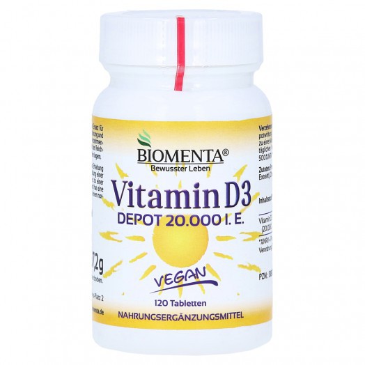 Biomenta Vitamin D3 Биомента витамин Д3 20000 Международных единиц,120 капсул веганские