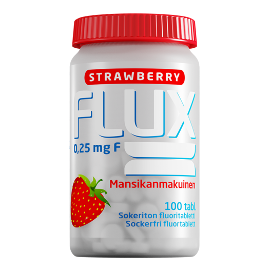 Flux mansika 0,25 mg F, Флукс, фторид натрия, таблетки со вкусом клубники, 0,25 мг, 300 шт.