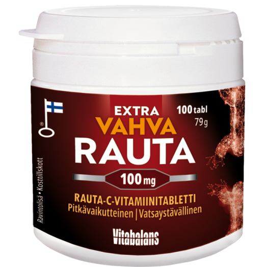 Rauta Extra Strong Iron   Раута Железо100 мг- длительного действия  ,100 таб.