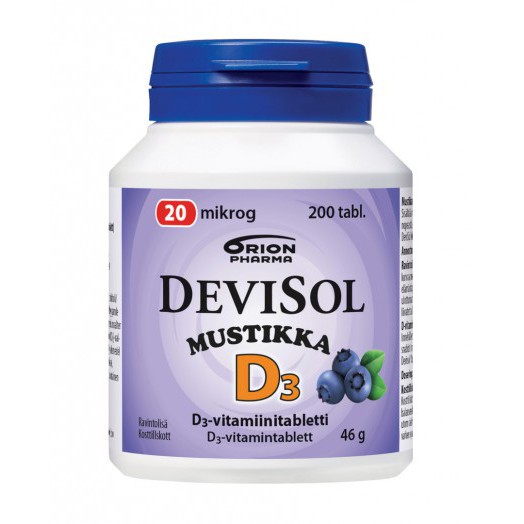 Devisol Blueberry Vitamin D Девисол черника 20 мкг жевательные таблетки ,200 шт