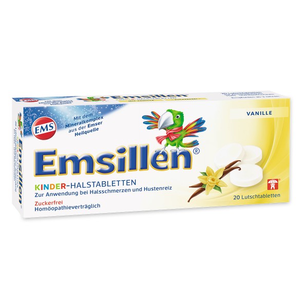 Emsillen Kinder-Halstabletten Vanille Детские леденцы от кашля с ванильным вкусом,20 шт Ваниль