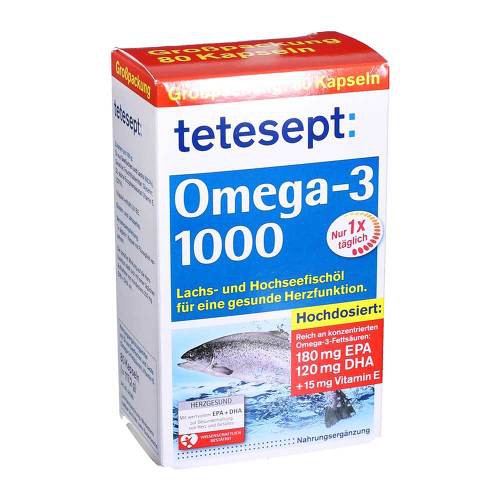 Tetesept Omega-3 1000 Kapseln Тетесепт рыбий жир  ,80 капсул