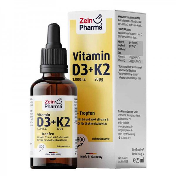 Vitamin D3 + K2 MK-7 Tropfen hochdosiert витамин Д3 К2 1000 +20 мкг