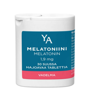 YA MELATONIINI 1,9 MG VADELMA SUUSSA HAJOAVA Мелатонин таблетки со вкусом малины,растворимые во рту 1 мг ,30 таблеток