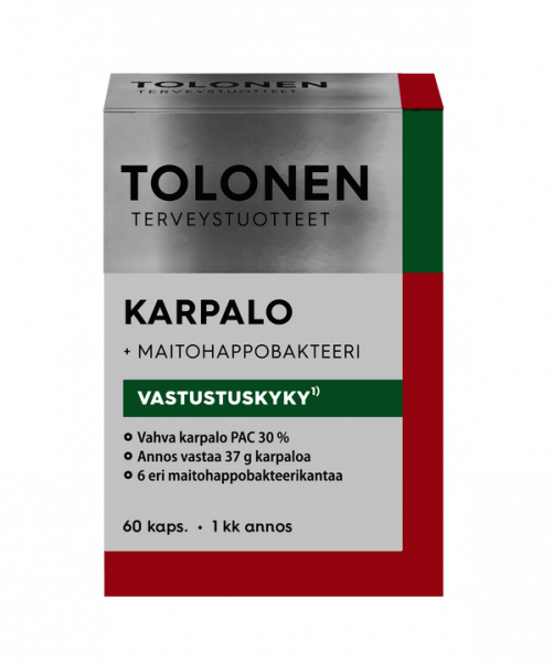 Tolonen Karpalo + Maitohappobakteeri  Толонен Клюква + Молочнокислые бактерии 60 капс.