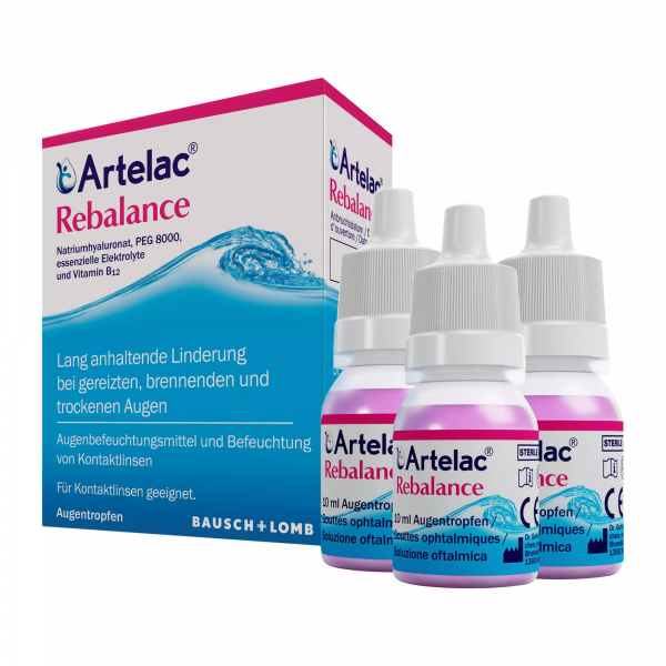 Artelac Rebalance, 3X10 мл, капли от сухости глаз, 3X10 мл