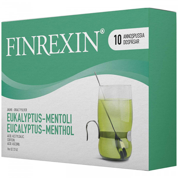 FINREXIN EUKALYPTUS/MENTOLI JAUHE Финрексин порошок от простуды вкус эвкалипта,10 саше