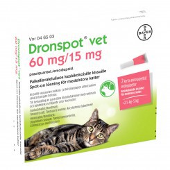 DRONSPOT VET 60 мг / 15 мг глистогонное для кошек средней величины