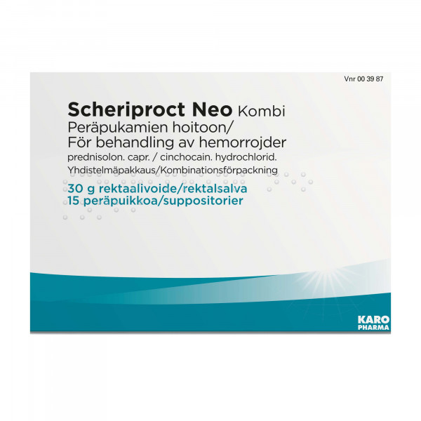 SCHERIPROCT NEO KOMBI PERÄPUIKKO JA REKTAALIVOIDE 15 + 30 ШЕРИПРОКТ НЕО КОМБИ КЛИМА И РЕКТАЛЬНАЯ МАЗЬ 15 + 30 г g 