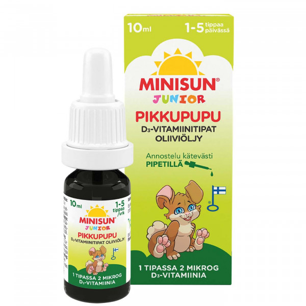 MINISUN D-VITAMIINI OLIIVIÖLJYTIPAT 10 ML, МИНИСАН ВИТАМИН Д оливковое масло, 10 мл