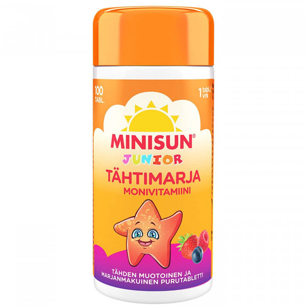 MINISUN MONIVITAMIINI JUNIOR TÄHTIMARJA 100 KPL, МИНИСАН МУЛЬТИВИТАМИНЫ ДЛЯ ДЕТЕЙ звёздочки 100 шт