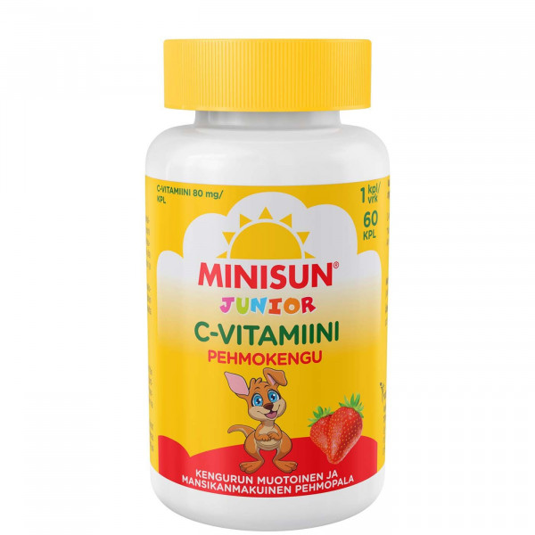 MINISUN C-VITAMIINI PEHMOKENGU MANSIKKA 60 kpl, МИНИСАН ВИТАМИН C со вкусом клубники, 60 шт