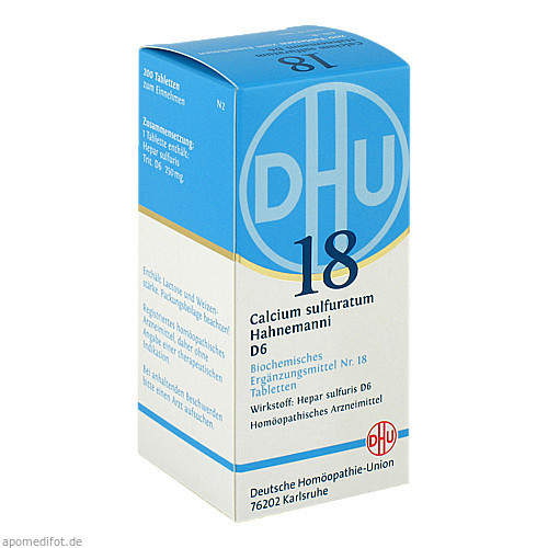 BIOCHEMIE DHU 18 CALCIUM SULFURATUM HAHNEMANNI D 6,200 Stk. БИОХИМИЯ DHU 18 КАЛЬЦИЯ СУЛЬФУРАТУМ ГАНЕМАННИ D 6,200 шт.