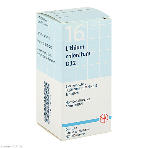 BIOCHEMIE DHU 16 LITHIUM CHLORATUM D12,200 Stk. БИОХИМИЯ DHU 16 ЛИТИЙ ХЛОРАТУМ D12,200 шт.