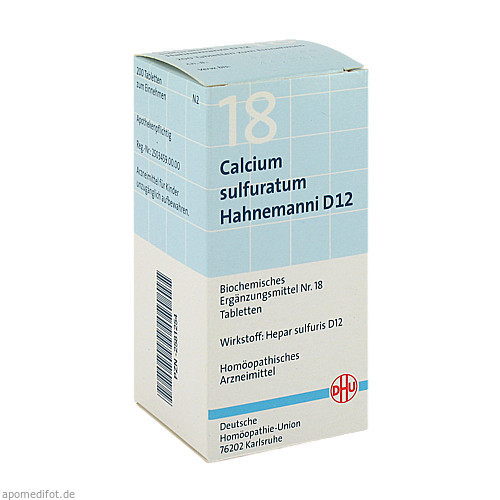 BIOCHEMIE DHU 18 CALCIUM SULFURATUM HAHNEMANNI D12,200 Stk. БИОХИМИЯ DHU 18 КАЛЬЦИЯ СУЛЬФУРАТУМ ГАНЕМАННИ D12,200 шт.