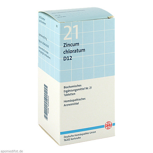 BIOCHEMIE DHU 21 Zincum chloratum D12 Tabl.,420 Stk. БИОХИМИЯ DHU 21 Цинк хлоратум D12 Табл.,420 шт.