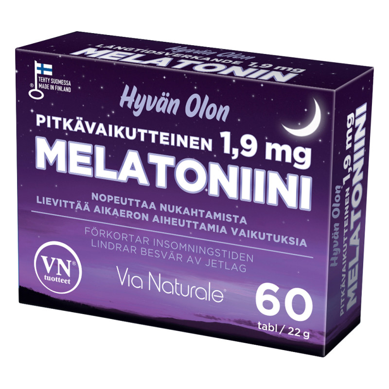 VN Hyvän Olon Melatonin Виа Натурале мелатонин  1.0 мг,60 шт