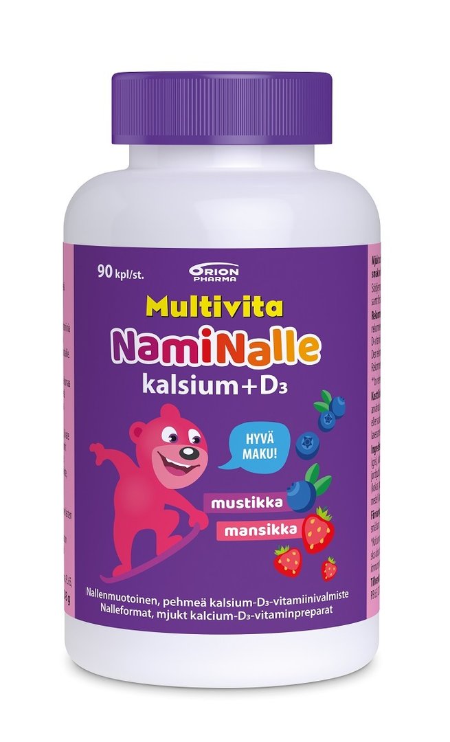 Multivita NamiNalle Calcium + D3 Мультивита кальций + Д3 для детей,90 жевательных таблеток 