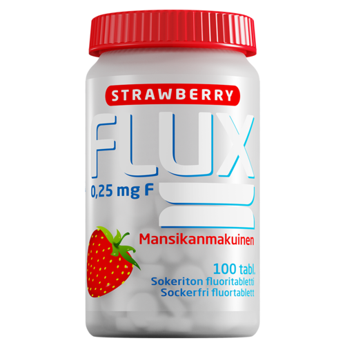 Flux mansika 0,25 mg F, Флукс, фторид натрия, таблетки со вкусом клубники, 0,25 мг, 300 шт.