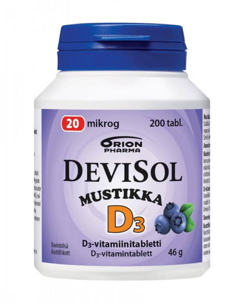Devisol Blueberry Vitamin D Девисол черника 20 мкг жевательные таблетки ,200 шт