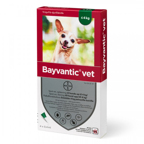 BAYVANTIC Spot-On Байвантик  раствор для местного применения для собак до 4 кг, 4 пипетки