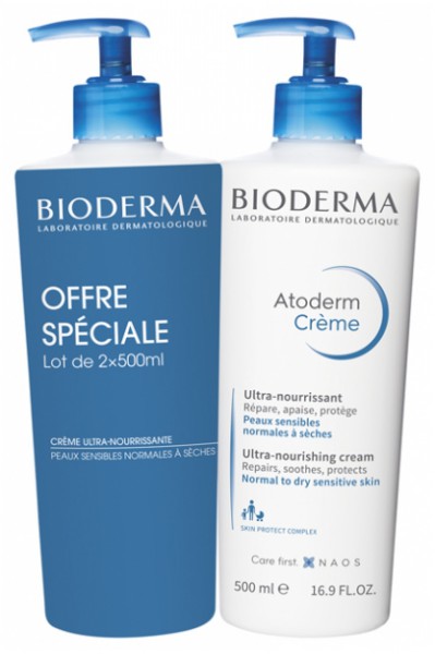 Bioderma Atoderm Ultra-Nährende Creme Ohne Duft Packung Atoderm Ultra Nourishing Cream без запаха, упаковка 2 x 500 мл