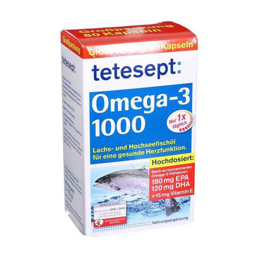 Tetesept Omega-3 1000 Kapseln Тетесепт рыбий жир  ,80 капсул