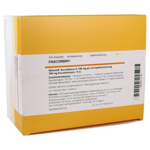 Pascorbin 750 mg Ascorb/5 ml, Паскорбин 750 мг/5 мл, ампулы, 100X5 мл