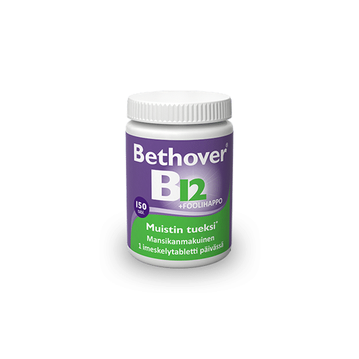 Bethover Витамин B12 + фолиевая кислота 150 пастилок со вкусом клубники
