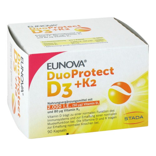 EUNOVA DuoProtect D3+K2 2000 I.E./80 μg Дуо протект вит Д3 +К2, 90капсул 