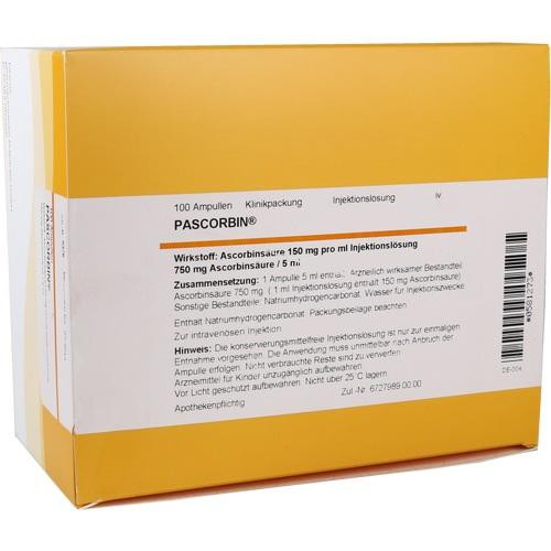 Pascorbin 750 mg Ascorb/5 ml, Паскорбин 750 мг/5 мл, ампулы, 100X5 мл