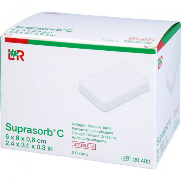 SUPRASORB C Супрасорб коллагеновая раневая повязка 0,8х6х8 см (5шт)