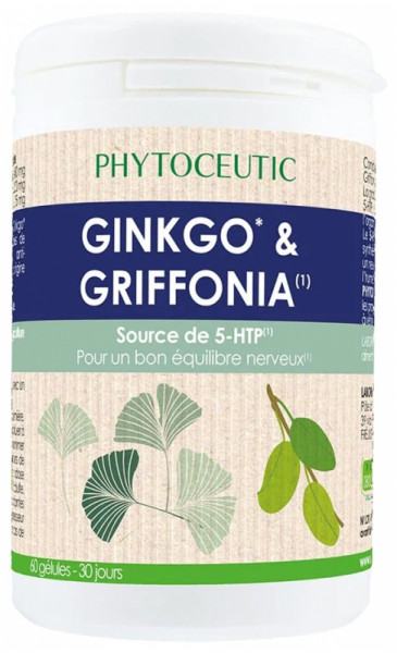 Фитоцевтика Гинкго и Гриффония  источник серотонина для настроения,60 капсул
