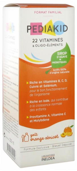 	 Pediakid 22 Vitamine und Spurenelemente Familienpackung педиакид 22 витамина сироп ,250 мл